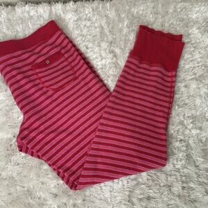 Victoria's Secret Thermal Sleep Pants Sz Large Pink Red Sparkle Stripes
